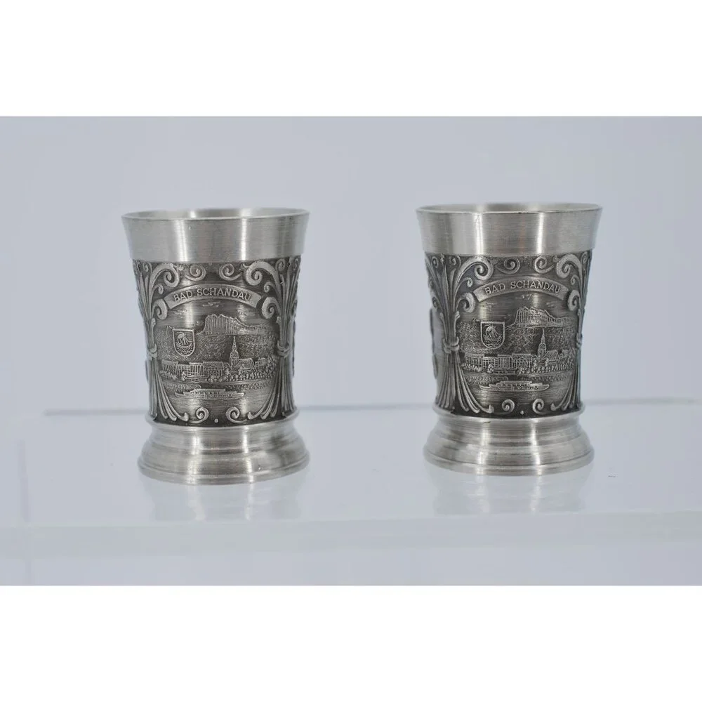 Pair of Fein Zinn 95% Pewter Shot Glasses with Original Box